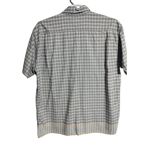 Tommy Jeans men short sleeve casual blue plaid button shirt 100% Cotton size LG - Picture 4 of 4